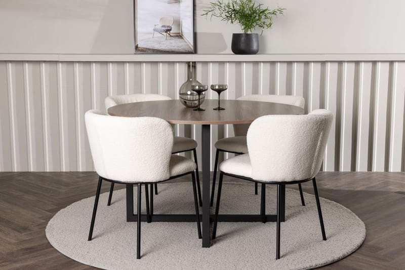 Durango Matbord 120 cm Rund med 4 Edina Matstol
