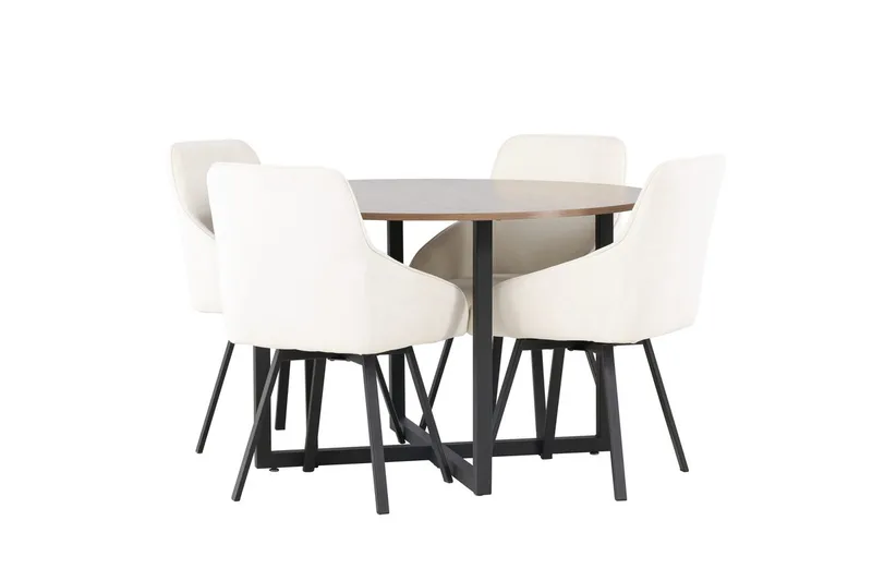 Durango Matbord 120 cm Rund med 4 Rosie Matstol - Möbler - Bord & matgrupper - Matgrupper