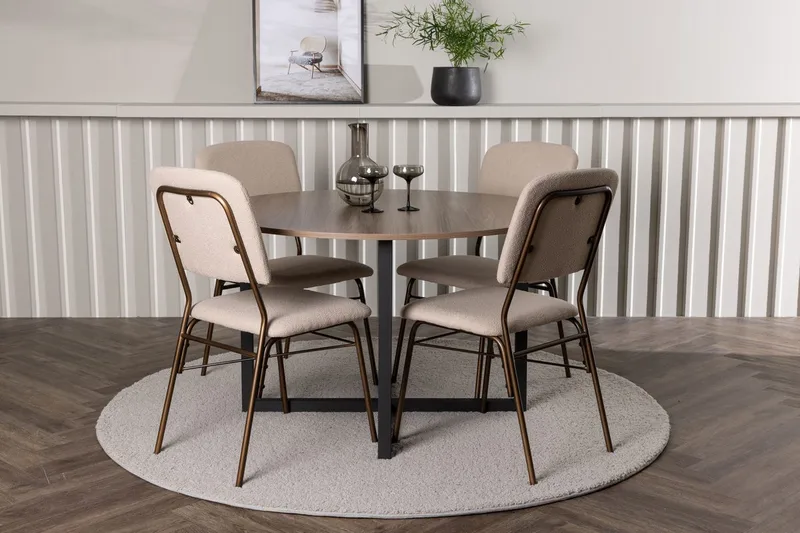 Durango Matbord 120 cm Rund med 4 Seda Matstol