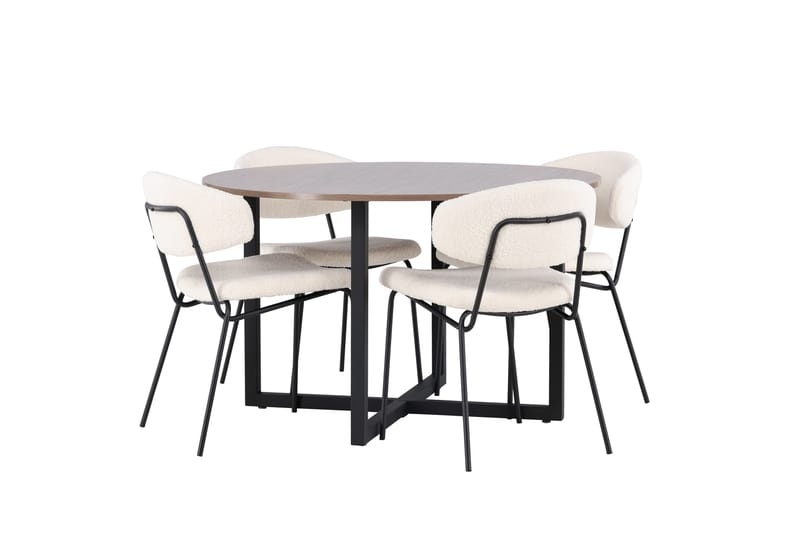Durango Matgrupp 120 cm Rund med 4 Chico Stolar - Valnöt - Möbler - Bord & matgrupper - Matgrupper