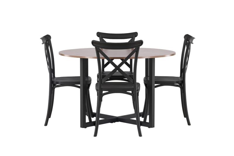 Durango Matgrupp 120 cm Rund med 4 Crosett Stolar, Valnöt