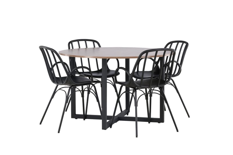 Durango Matgrupp 120 cm Rund med 4 Dyrön Stolar - Valnöt - Möbler - Bord & matgrupper - Matgrupper