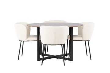 Durango Matgrupp 120 cm Rund med 4 Edina Stolar - Valnöt - Möbler - Bord & matgrupper - Matgrupper