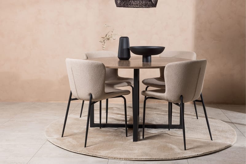 Durango Matgrupp 120 cm Rund med 4 Modesto Stolar - Valnöt - Möbler - Bord & matgrupper - Matgrupper