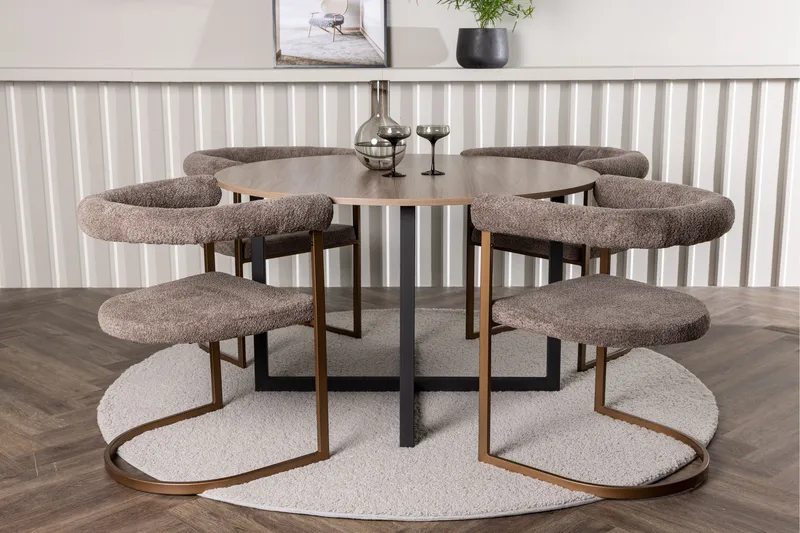 Durango Matgrupp 120 cm Rund med 4 Morning Stolar - Valnöt - Möbler - Bord & matgrupper - Matgrupper