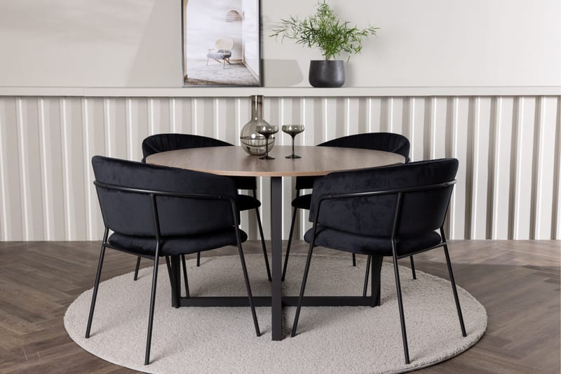 Durango Matgrupp 120 cm Rund med 4 Selma Stolar - Valnöt - Möbler - Bord & matgrupper - Matgrupper