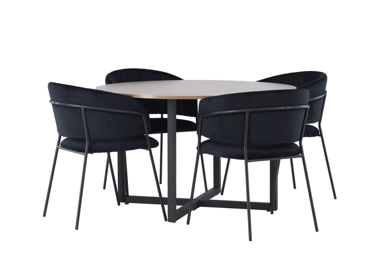 Durango Matgrupp 120 cm Rund med 4 Selma Stolar - Valnöt - Möbler - Bord & matgrupper - Matgrupper