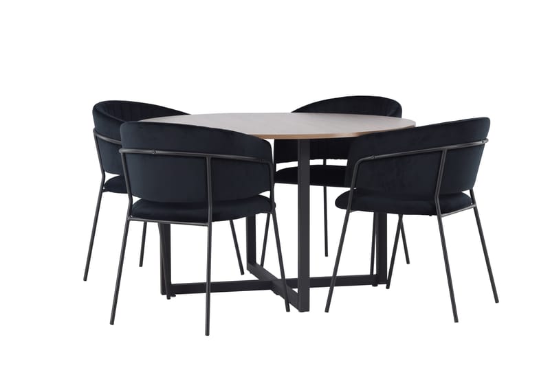 Durango Matgrupp 120 cm Rund med 4 Selma Stolar - Valnöt - Möbler - Bord & matgrupper - Matgrupper