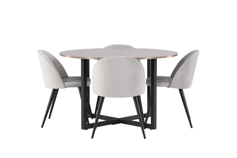 Durango Matgrupp 120 cm Rund med 4 Velvet Stolar - Valnöt - Möbler - Bord & matgrupper - Matgrupper