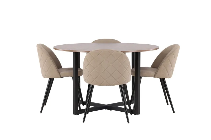 Durango Matgrupp 120 cm Rund med 4 Velvets Stolar - Valnöt - Möbler - Bord & matgrupper - Matgrupper