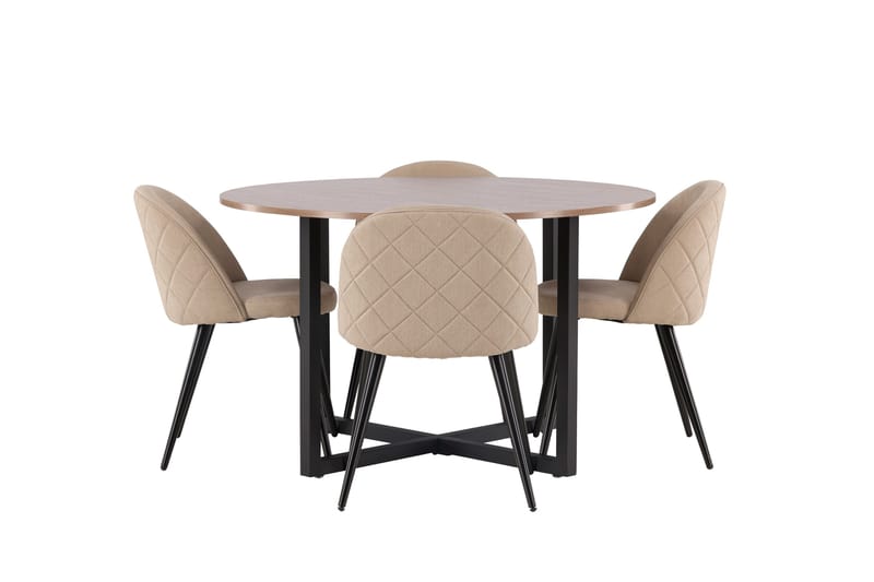 Durango Matgrupp 120 cm Rund med 4 Velvets Stolar - Valnöt - Möbler - Bord & matgrupper - Matgrupper
