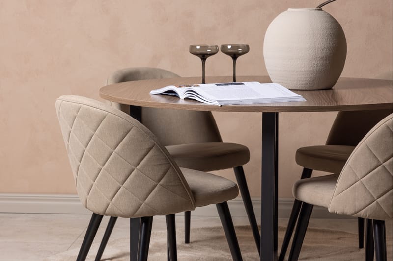 Durango Matgrupp 120 cm Rund med 4 Velvets Stolar - Valnöt - Möbler - Bord & matgrupper - Matgrupper