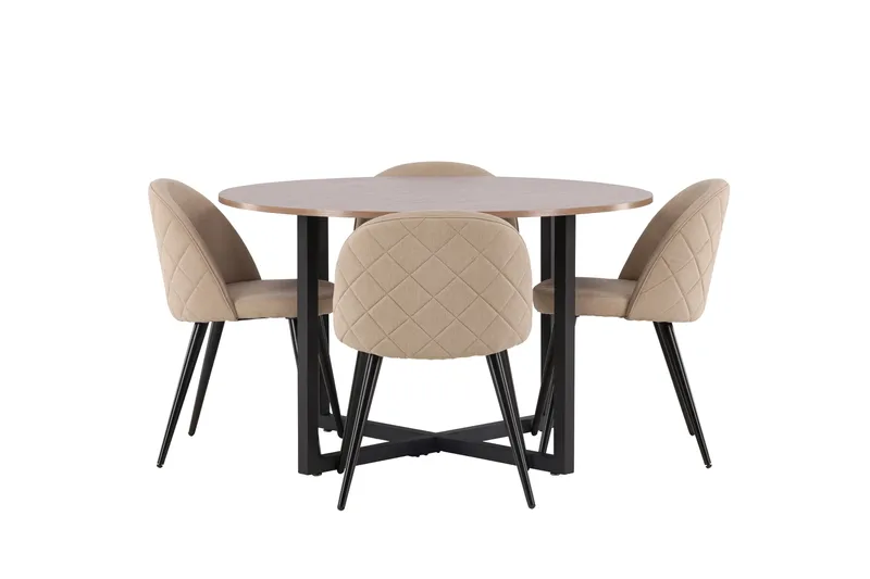 Durango Matgrupp 120 cm Rund med 4 Velvets Stolar, Valnöt