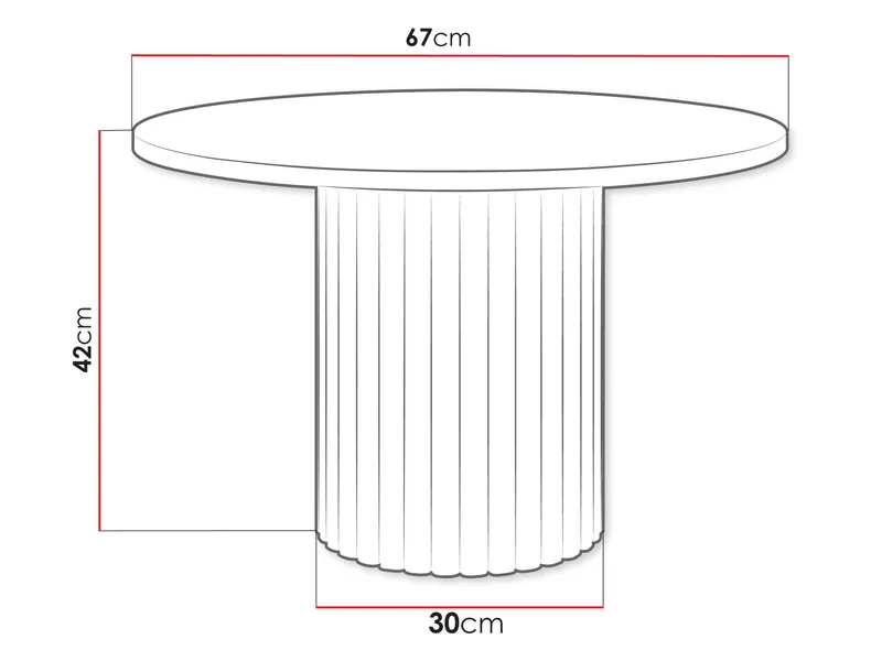 Durvan Runt Soffbord med Ribbad Pelare 67 cm i Trä - Vit - Möbler - Bord & matgrupper - Soffbord