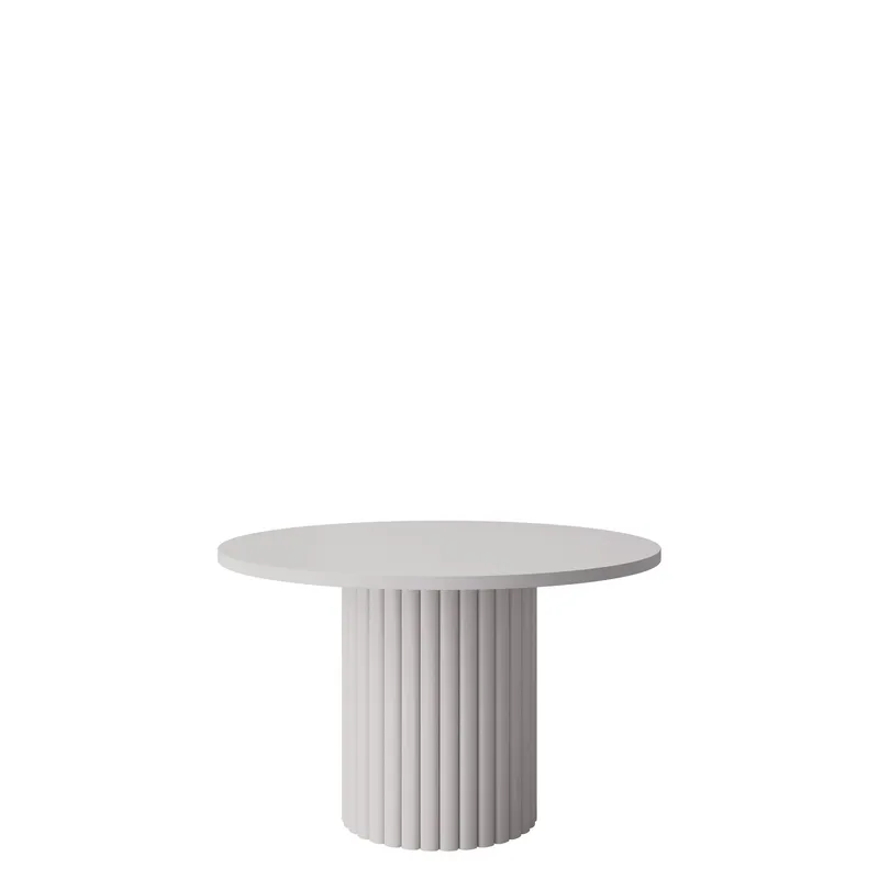 Durvan Runt Soffbord med Ribbad Pelare 67 cm i Trä, Beige