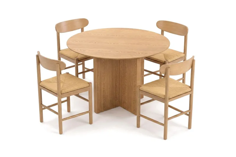 Edda Matgrupp runt 110 cm Ek med 4 Malte Matstolar, undefined