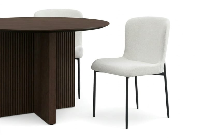 Edda Matgrupp runt 110 cm Rökt Ek med 4 Elsie Matstolar - Rökt ek/Vit - Möbler - Bord & matgrupper - Matgrupper