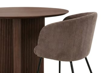 Edda Matgrupp runt 110 cm Valnöt med 4 Berit Matstolar - Valnöt - Möbler - Bord & matgrupper - Matgrupper