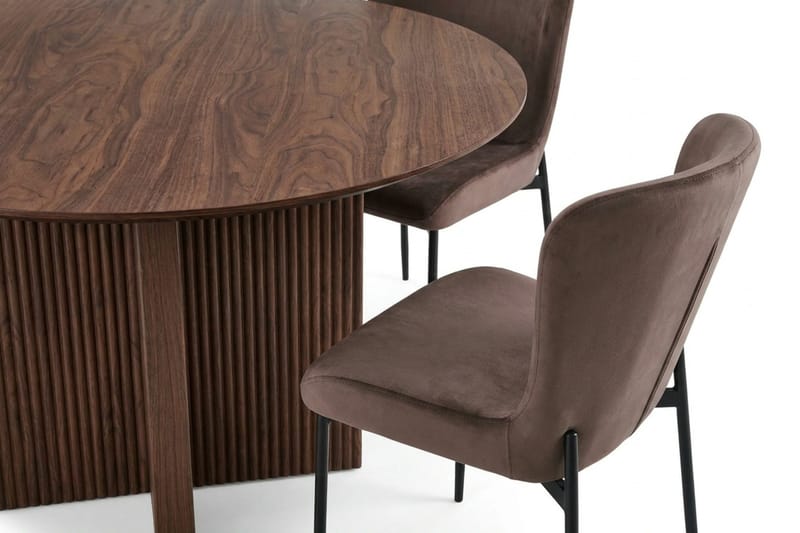 Edda Matgrupp runt 110 cm Valnöt med 4 Elsie Matstolar - Valnöt/Brun - Möbler - Bord & matgrupper - Matgrupper