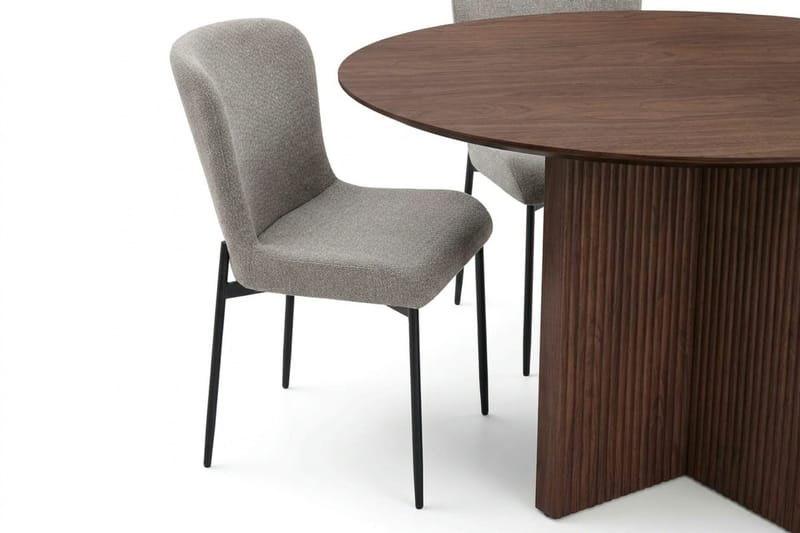 Edda Matgrupp runt 110 cm Valnöt med 4 Elsie Matstolar - Valnöt/Ljusgrå - Möbler - Bord & matgrupper - Matgrupper