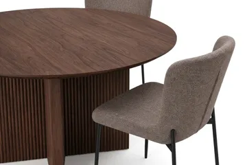 Edda Matgrupp runt 130 cm Valnöt med 6 Elsie Matstolar - Valnöt - Möbler - Bord & matgrupper - Matgrupper