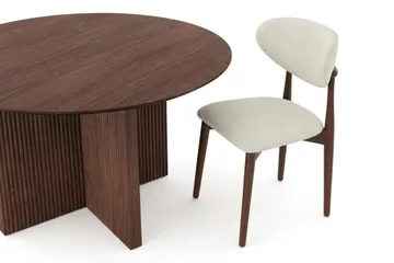 Edda Matgrupp runt 130 cm Valnöt med 6 Molly Matstolar - Valnöt - Möbler - Bord & matgrupper - Matgrupper