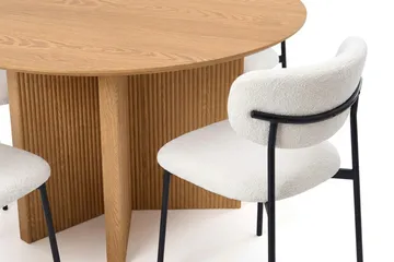 Edda Matgrupp runt 150 cm Ek med 6 Lucy Matstolar - Ek - Möbler - Bord & matgrupper - Matgrupper