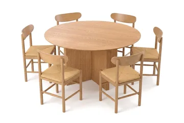 Edda Matgrupp runt 150 cm Ek med 6 Malte Matstolar - Ek - Möbler - Bord & matgrupper - Matgrupper