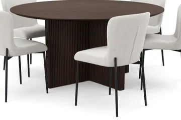 Edda Matgrupp runt 150 cm Rökt Ek med 6 Elsie Matstolar - Rökt ek - Möbler - Bord & matgrupper - Matgrupper