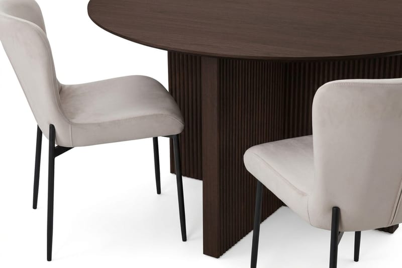 Edda Matgrupp runt 150 cm Rökt Ek med 6 Elsie Matstolar - Rökt ek/Beige - Möbler - Bord & matgrupper - Matgrupper