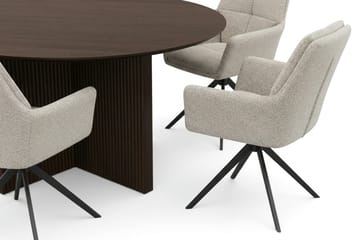 Edda Matgrupp runt 150 cm Rökt Ek med 6 Torsby Matstolar - Rökt ek - Möbler - Bord & matgrupper - Matgrupper