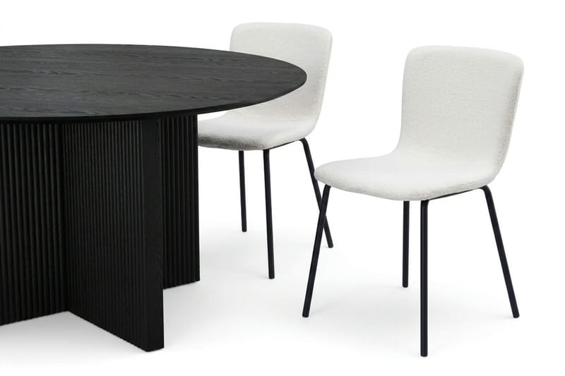 Edda Matgrupp runt 150 cm Svart med 6 Katy Matstolar - Svart - Möbler - Bord & matgrupper - Matgrupper