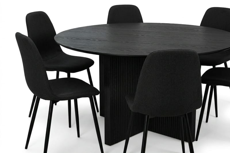 Edda Matgrupp runt 150 cm Svart med 6 Nibe Matstolar - Svart - Möbler - Bord & matgrupper - Matgrupper