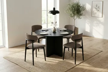 Edda Runt Matbord 110cm Fanér - Svartlaserad ek - Möbler - Bord & matgrupper - Matbord & köksbord