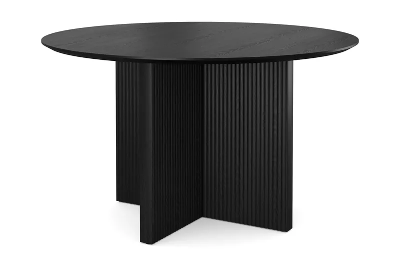 Edda Runt Matbord 130cm Fanér, Svartlaserad ek