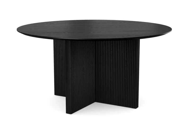 Edda Runt Matbord 150cm Fanér, Svartlaserad ek