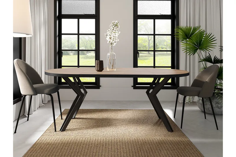 Elan Utdragbart Runt Matbord 100 cm med Metallutseende - Svart|Vit - Möbler - Bord & matgrupper - Matbord & köksbord