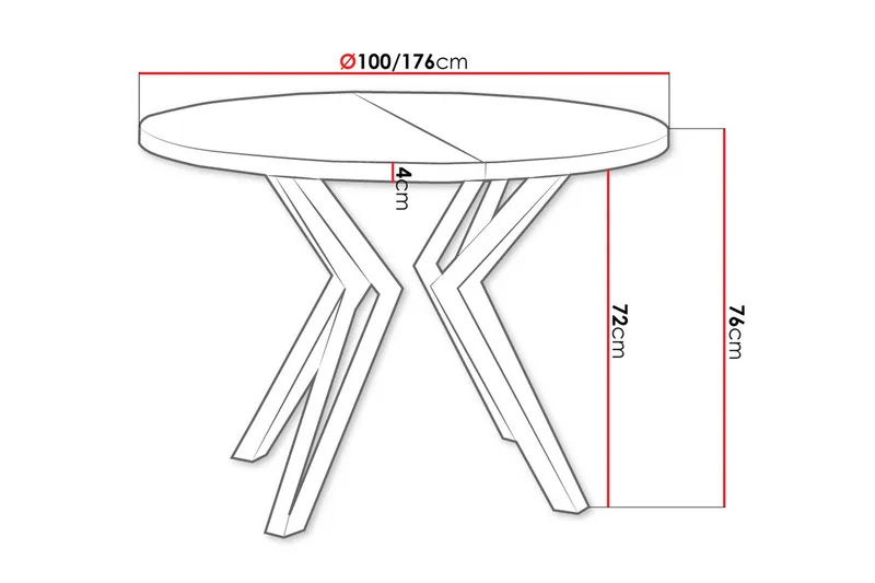 Elan Utdragbart Runt Matbord 100 cm med Metallutseende - Svart|Vit - Möbler - Bord & matgrupper - Matbord & köksbord