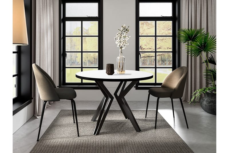 Elan Utdragbart Runt Matbord 100 cm med Metallutseende - Svart|Vit - Möbler - Bord & matgrupper - Matbord & köksbord