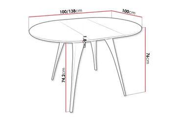 Eldo Utdragbart Runt Matbord 100 cm med Ek- och Metallutseende - Svart|Beige - Möbler - Bord & matgrupper - Matbord & köksbord