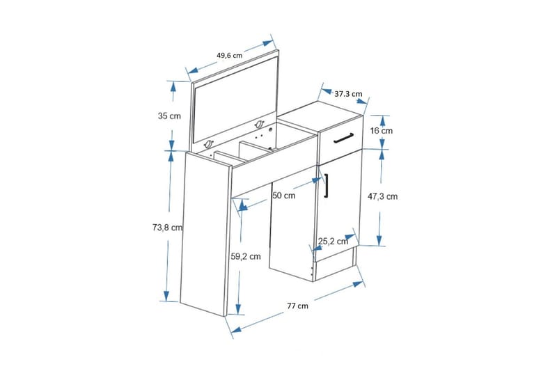 Elgar Sminkbord 77 cm - Brun/Vit - Möbler - Bord & matgrupper - Sminkbord & toalettbord