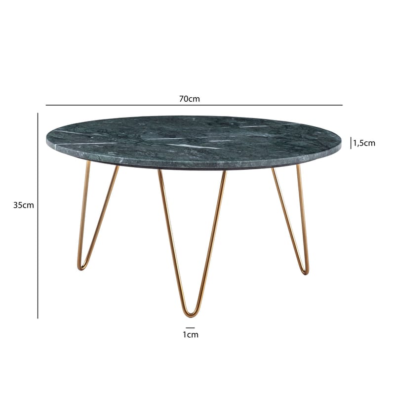 Eliano Soffbord 70 cm - Grön marmor och guld - Möbler - Bord & matgrupper - Soffbord