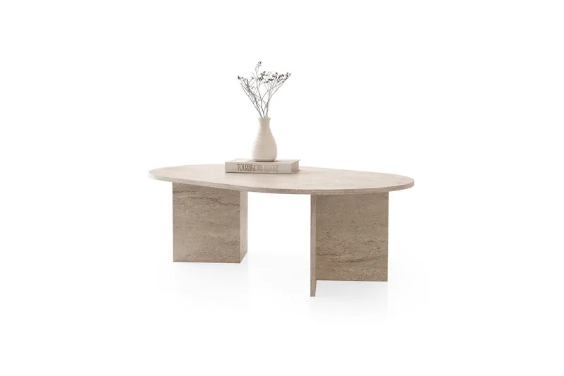 Elith Soffbord 128 cm - Travertine - Möbler - Bord & matgrupper - Soffbord