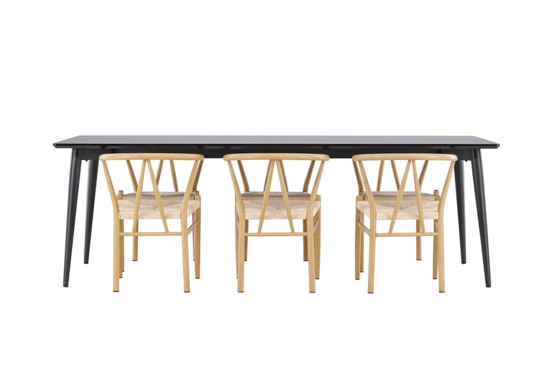 Ellis Matgrupp 230 cm Rektangulär med 6 Alfons stolar - Svart/Beige - Möbler - Bord & matgrupper - Matgrupper