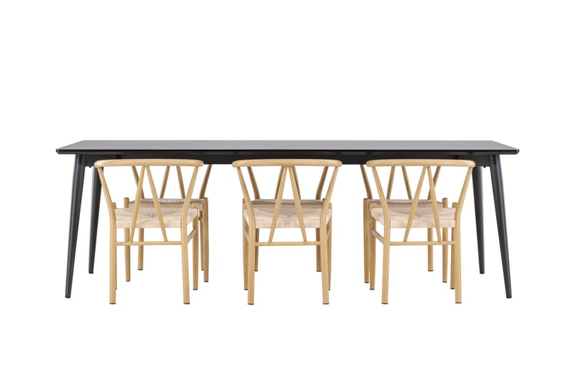 Ellis Matgrupp 230 cm Rektangulär med 6 Alfons stolar - Svart/Beige - Möbler - Bord & matgrupper - Matgrupper