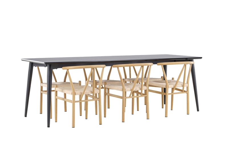 Ellis Matgrupp 230 cm Rektangulär med 6 Alfons stolar - Svart/Beige - Möbler - Bord & matgrupper - Matgrupper