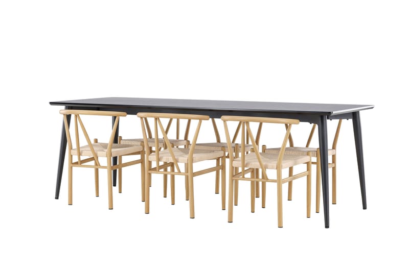 Ellis Matgrupp 230 cm Rektangulär med 6 Alfons stolar - Svart/Beige - Möbler - Bord & matgrupper - Matgrupper
