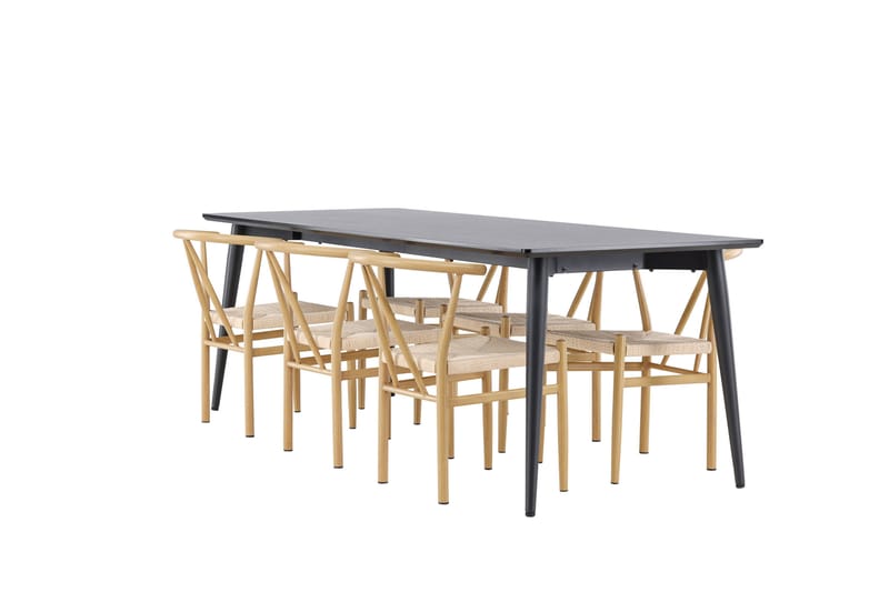 Ellis Matgrupp 230 cm Rektangulär med 6 Alfons stolar - Svart/Beige - Möbler - Bord & matgrupper - Matgrupper