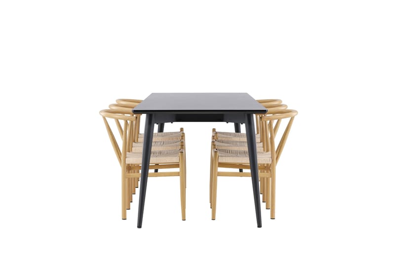 Ellis Matgrupp 230 cm Rektangulär med 6 Alfons stolar - Svart/Beige - Möbler - Bord & matgrupper - Matgrupper
