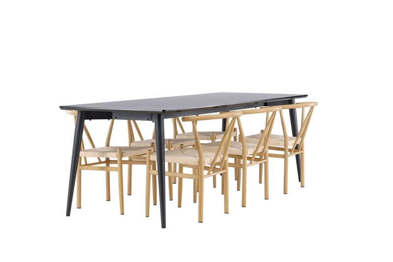 Ellis Matgrupp 230 cm Rektangulär med 6 Alfons stolar - Svart/Beige - Möbler - Bord & matgrupper - Matgrupper